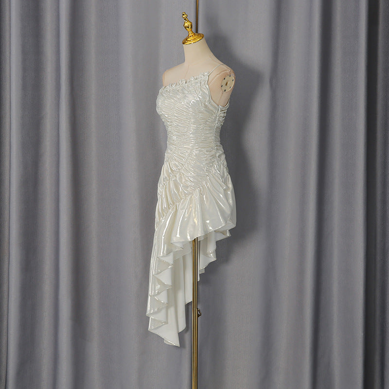 O1CN01M6ynBx1ZZm7vVcH9M__2217486813209-0-cib CHAMPAGNE GOLD RUCHED ASYMMETRIC COCKTAIL DRESS