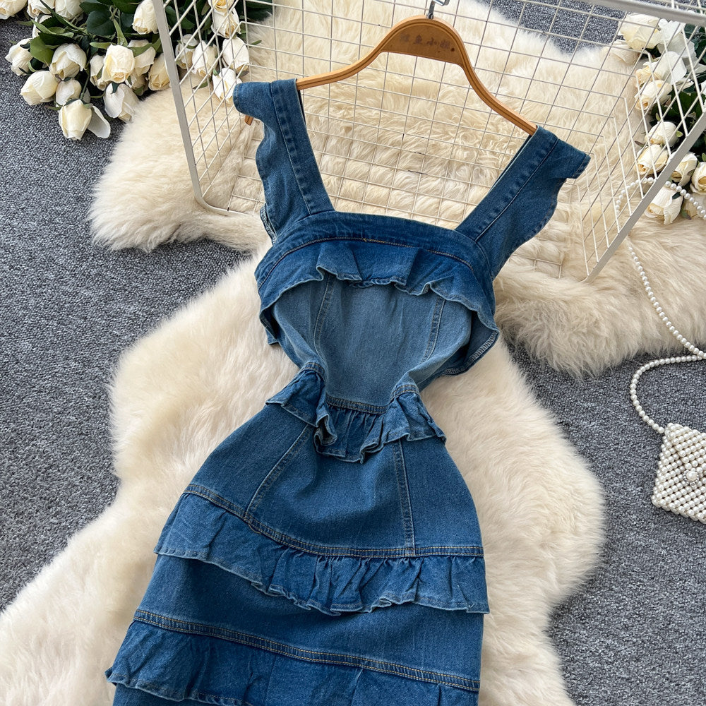 O1CN01MXfegB1JsyruXdopk__2217741411085-0-cib MEDIUM BLUE DENIM SHEATH DRESS CASUAL DAY OUT