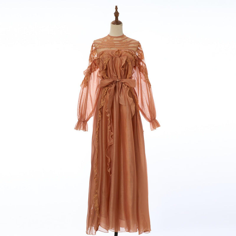 O1CN01N6gnDQ1R02Gc22xI5__2216404562048-0-cib PEACH SHEER ORGANZA A-LINE MAXI DRESS FOR WEDDINGS
