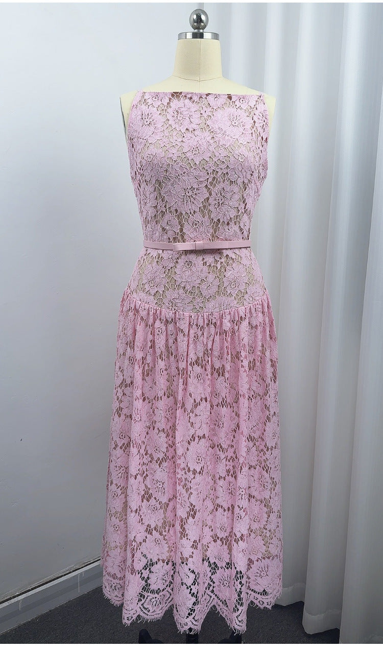 O1CN01NQWkXL1rKLsP1cghy__2206680355612-0-cib LIGHT PINK FLORAL LACE A-LINE MIDI DRESS