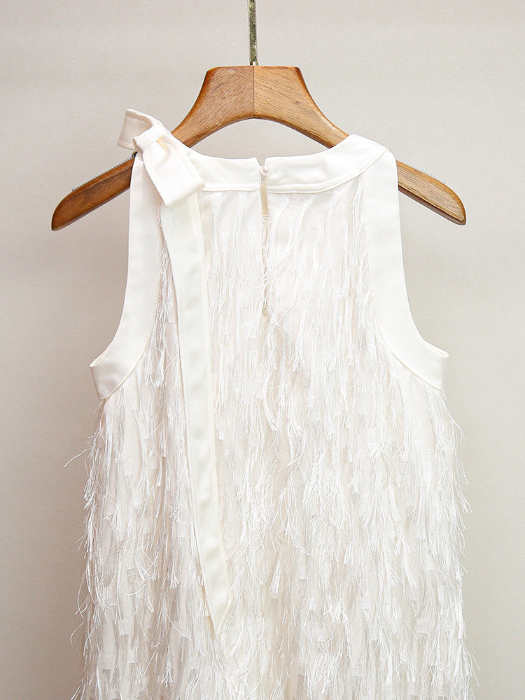 O1CN01PDW4xv2Lrj15YgfKT__2214621369746-0-cib CREAM TEXTURED SHIFT DRESS WITH FRINGE TRIM