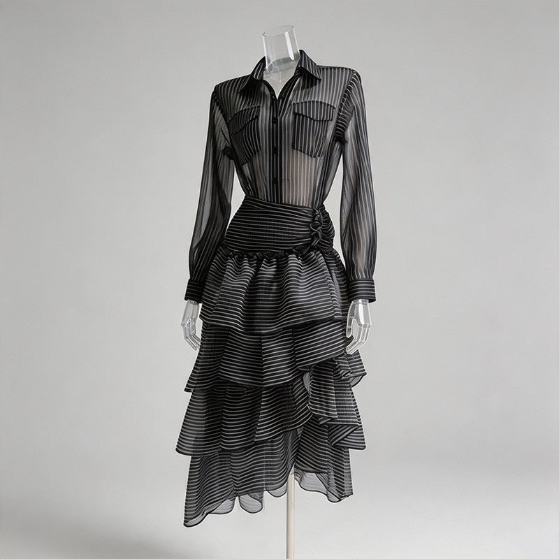 O1CN01PhJCEdrvn3L1chua__2211111753642-0-cib BLACK SHEER ORGANZA FITTED TOP & TIERED MAXI SKIRT SET