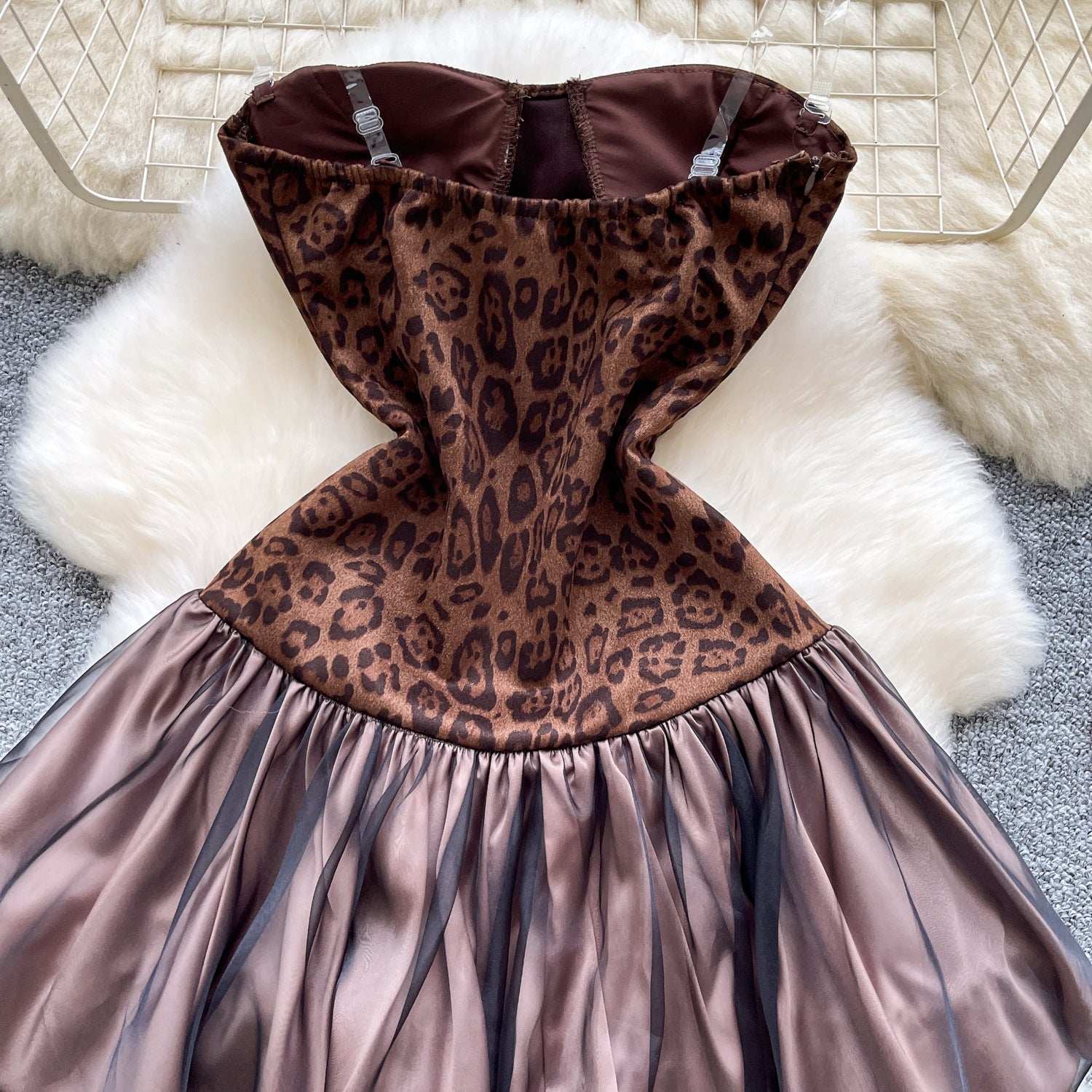 O1CN01Qp6F161Jsyp9IOYCw__2217741411085-0-cib BROWN ANIMAL PRINT FIT-AND-FLARE MINI DRESS