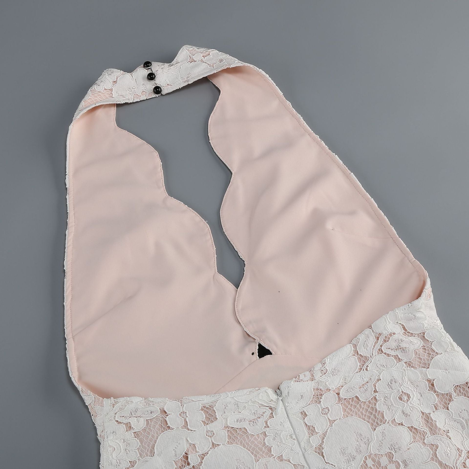 PINK FLORAL LACE HALTER MAXI GOWN – WEDDING GUEST