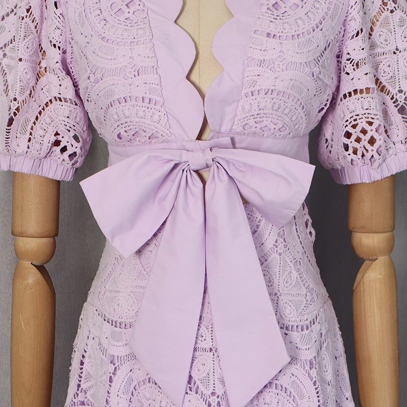 O1CN01SWZ02u1JRV7d4ktRi__2210988231025-0-cib LAVENDER CROCHET LACE CROP TOP & A-LINE SKIRT SET