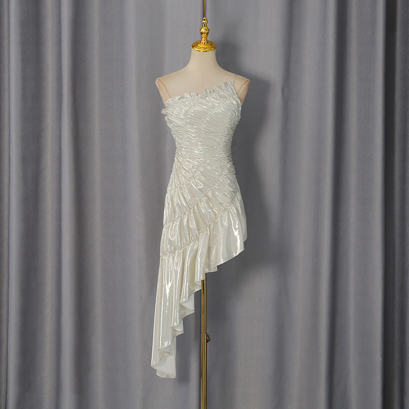 O1CN01XVWATU1ZZm7vi6eUE__2217486813209-0-cib CHAMPAGNE GOLD RUCHED ASYMMETRIC COCKTAIL DRESS
