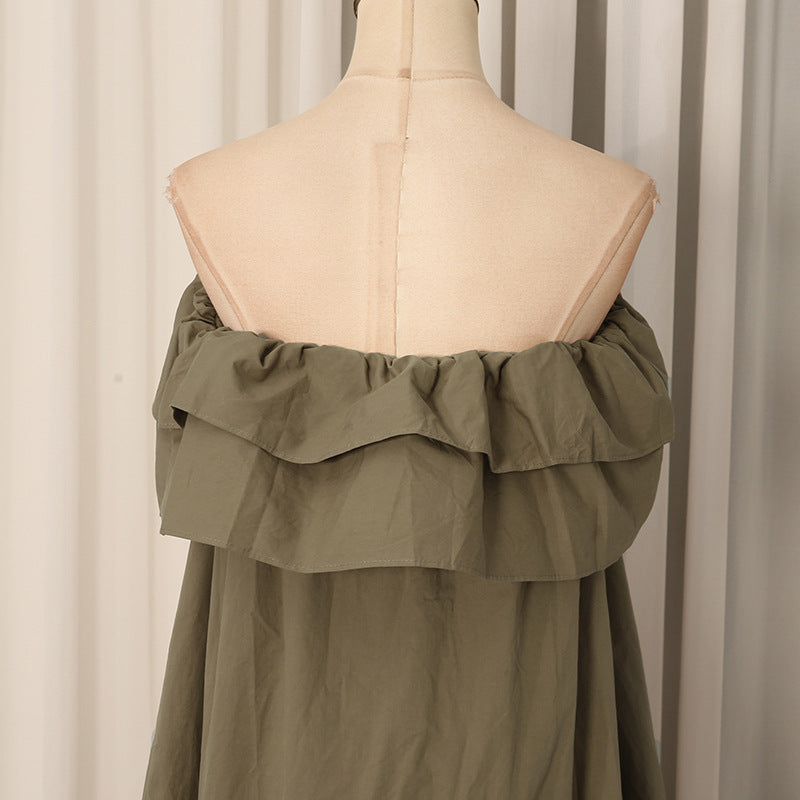 O1CN01XXaTgn1ZZm7uE3m02__2217486813209-0-cib KHAKI BROWN COTTON A-LINE TENT DRESS CASUAL