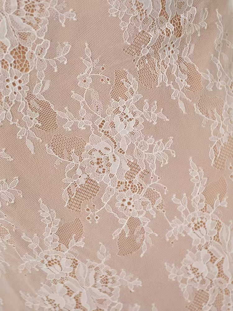 WHITE FLORAL LACE COLUMN MAXI DRESS – FORMAL