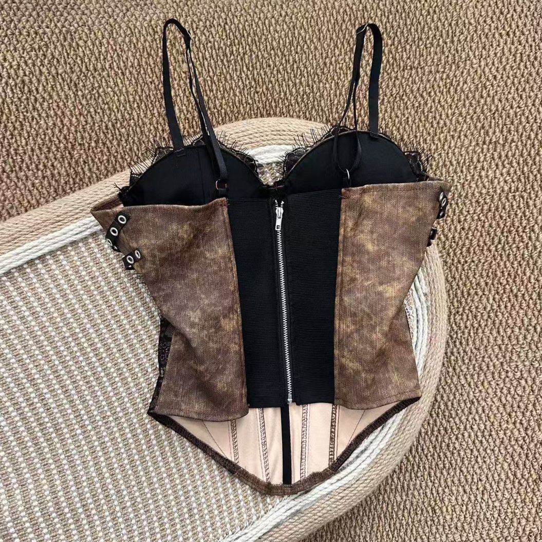 O1CN01iDT7p41EaatZBmeTQ__2220923270368-0-cib BROWN LACE BUSTIER CORSET TOP - STRUCTURED PARTY STYLE
