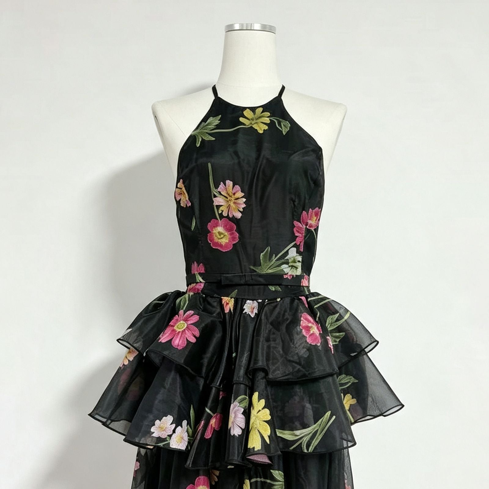 O1CN01imaDbKJLzfH3FPpA__2217558861857-0-cib BLACK CHIFFON A-LINE TIERED GOWN FOR FORMAL EVENING