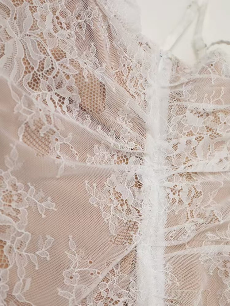WHITE FLORAL LACE COLUMN MAXI DRESS – FORMAL