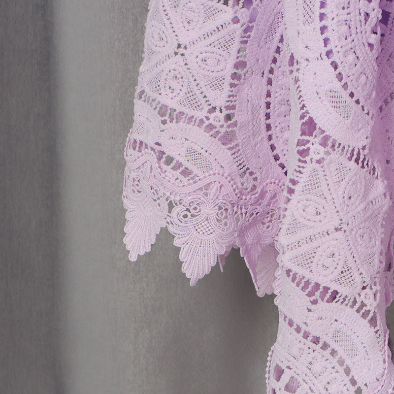 O1CN01l6xUKs1JRV7YydHeO__2210988231025-0-cib LAVENDER CROCHET LACE CROP TOP & A-LINE SKIRT SET