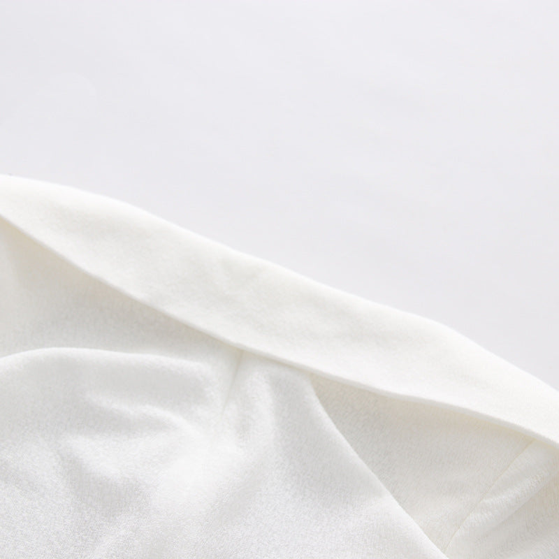 WHITE BODYCON WRAP MINI DRESS – SEMI-SHEER KNIT COCKTAIL