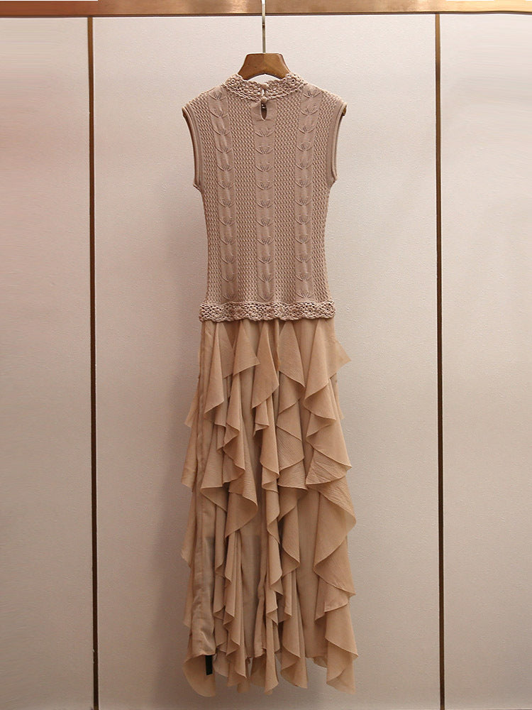 O1CN01nj8nsH2LrjBYNmo0p__2214621369746-0-cib BEIGE KNIT FIT & FLARE MAXI DRESS - RUFFLE TIER