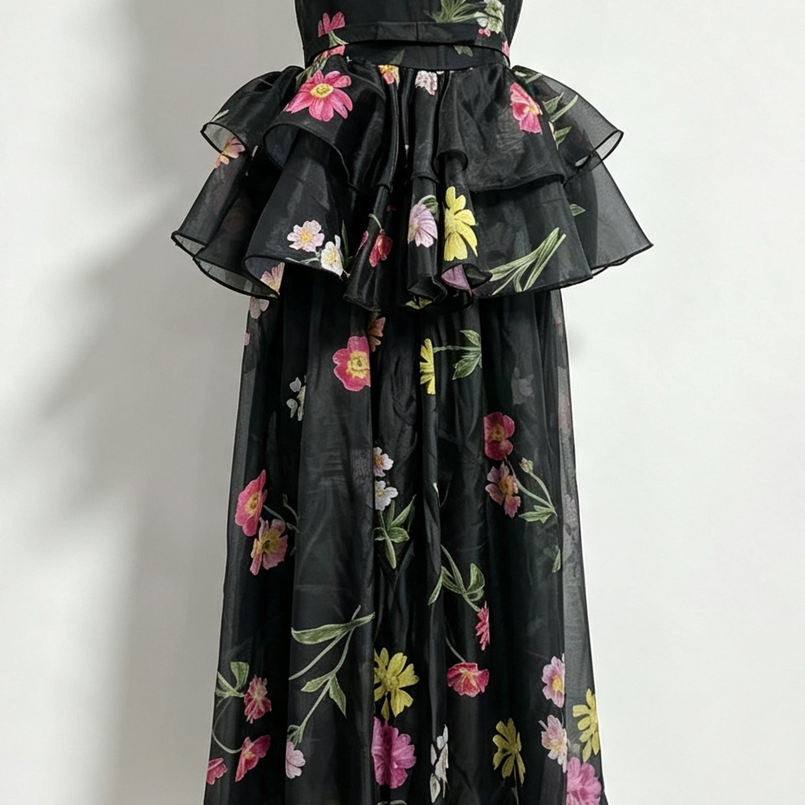 O1CN01opEzRi04hyK3FPpA__2217558861857-0-cib BLACK CHIFFON A-LINE TIERED GOWN FOR FORMAL EVENING
