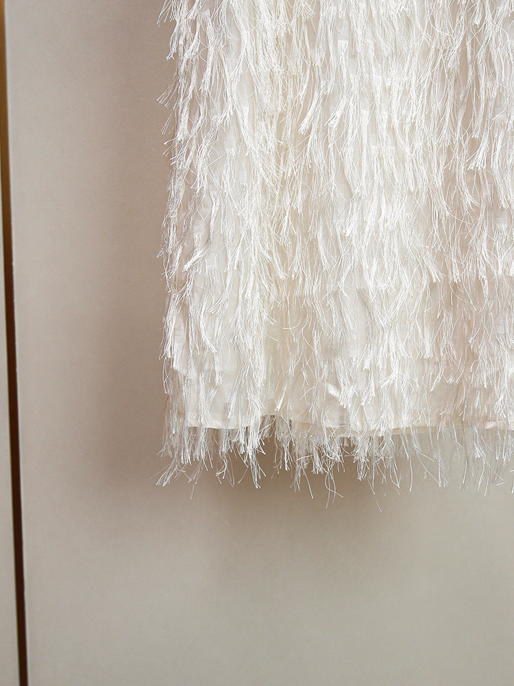 O1CN01re7lvE2Lrj15JIsod__2214621369746-0-cib CREAM TEXTURED SHIFT DRESS WITH FRINGE TRIM