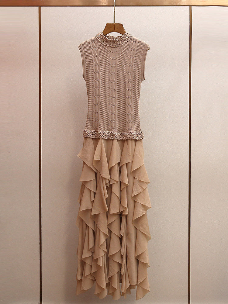O1CN01s0Ke6s2LrjBYSC7zh__2214621369746-0-cib BEIGE KNIT FIT & FLARE MAXI DRESS - RUFFLE TIER