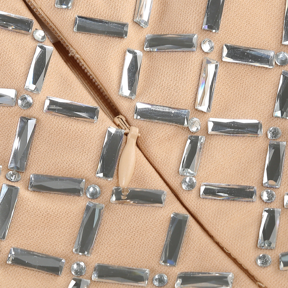 CHAMPAGNE TULLE FIT-AND-FLARE MINI DRESS