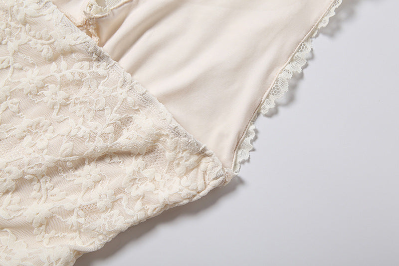 IVORY LACE FIT-AND-FLARE BACKLESS WEDDING PLAYSUIT