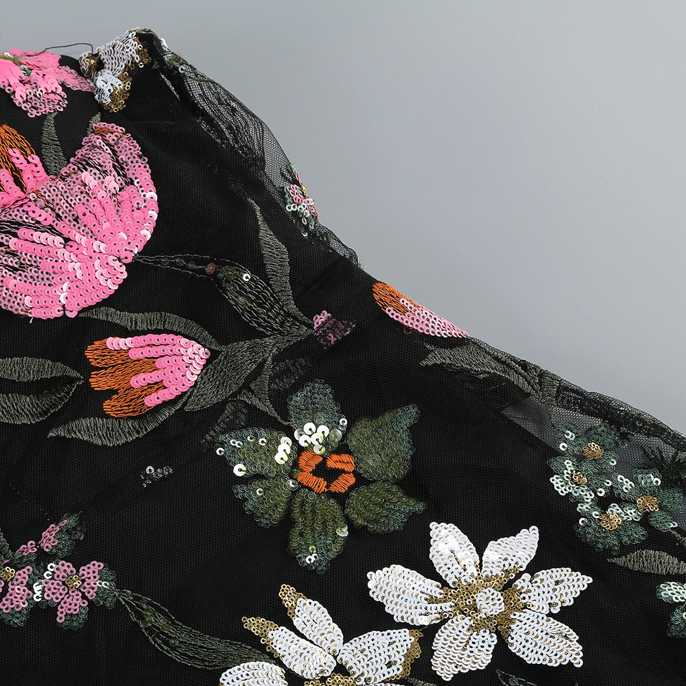 O1CN01xKL9uF2JjMkLX3sUs__3878859457-0-cib BLACK FLORAL EMBROIDERED MESH MAXI DRESS FOR EVENING