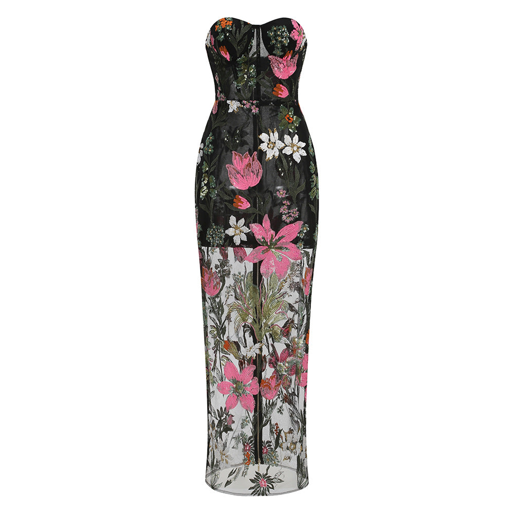 O1CN01xj5k2Z2JjMkLKniba__3878859457-0-cib BLACK FLORAL EMBROIDERED MESH MAXI DRESS FOR EVENING