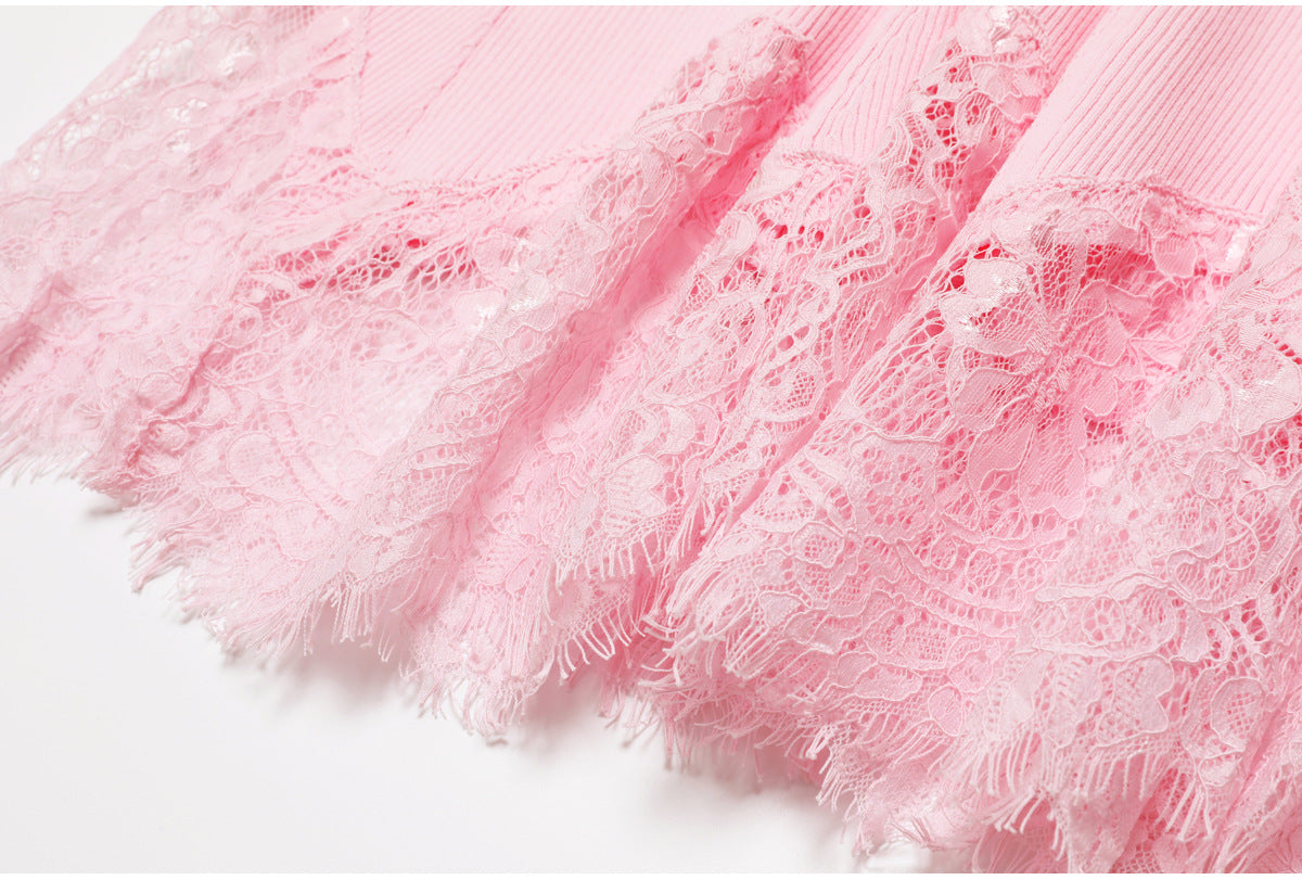 O1CN01zwhle8VhZ6L2R3lb__2600434282-0-cib LIGHT PINK RIBBED MERMAID MAXI DRESS LACE FORMAL