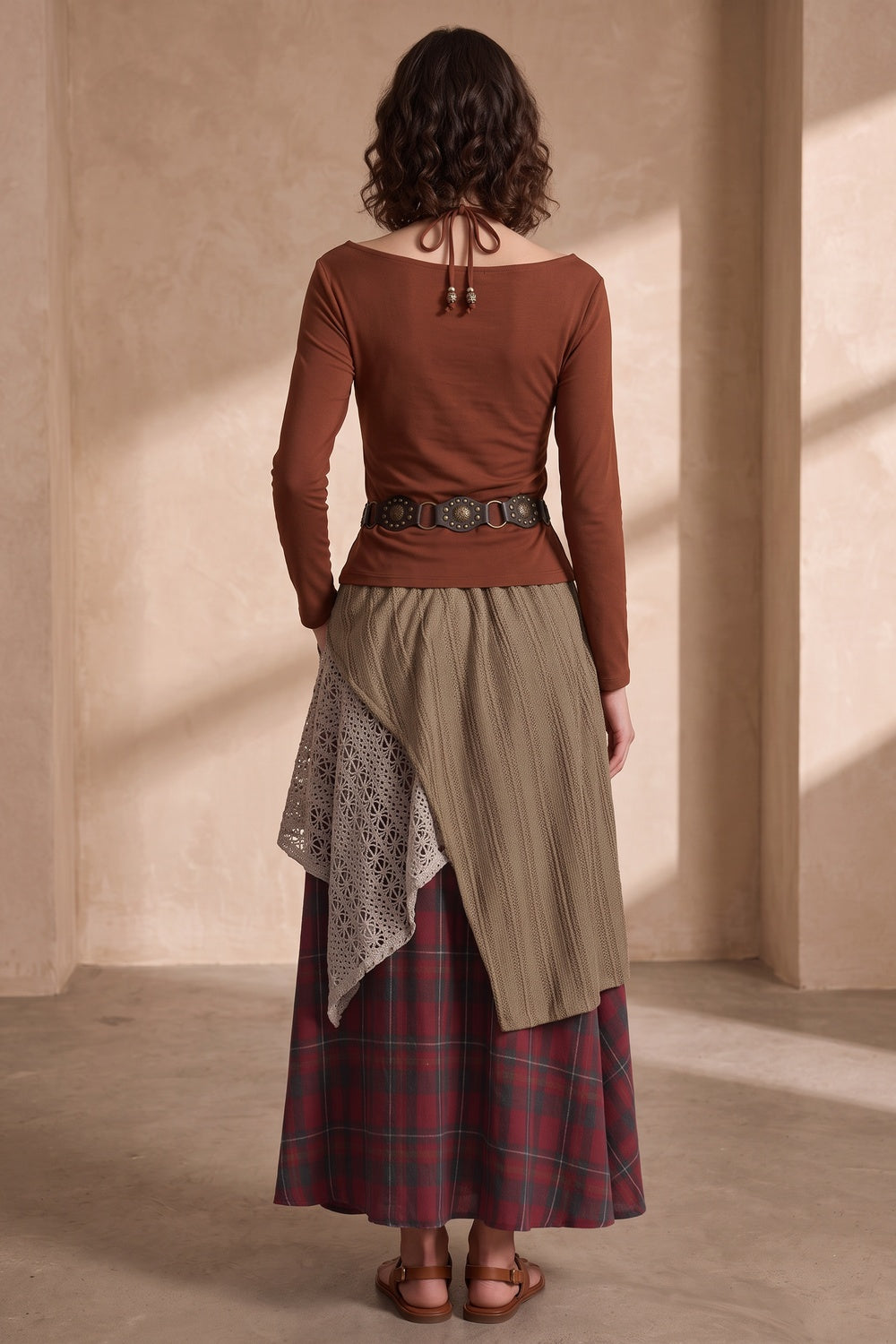 a17fff7f8df3a5f9 RUST FLARED SKIRT TWO-PIECE SET – FITTED JERSEY TOP