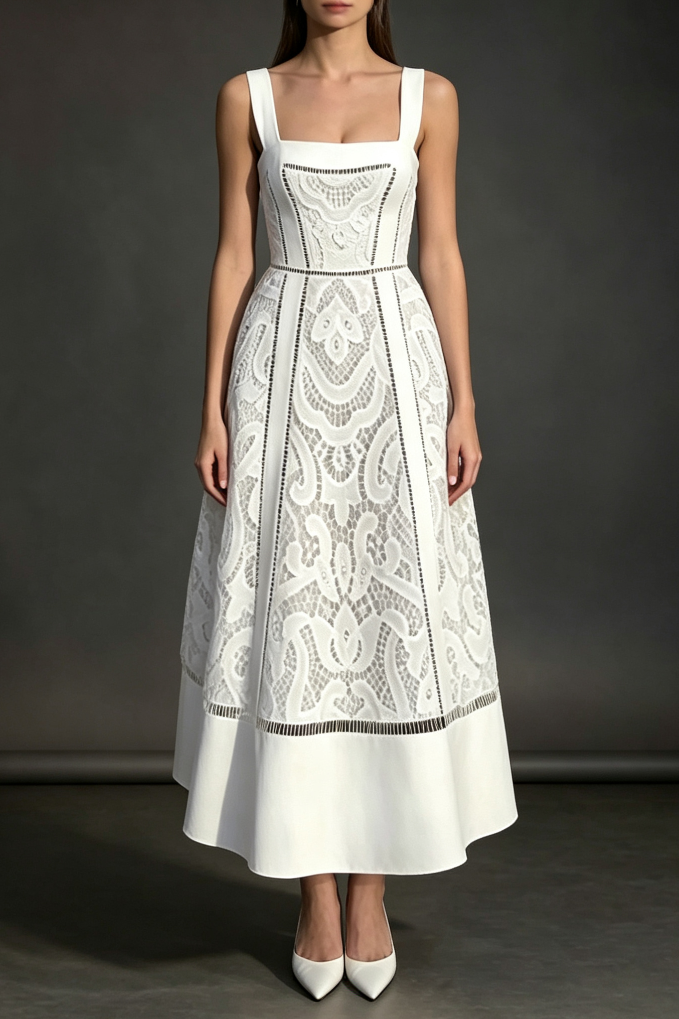a1830c98046fceb7c7f43e83d58fc6f6_d207185a-ebaf-4d58-99c6-a9b3ff76fa48 WHITE EYELET LACE A-LINE MIDI DRESS - SUMMER STYLE