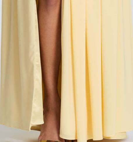 PASTEL YELLOW A-LINE MAXI DRESS | WEDDING GUEST