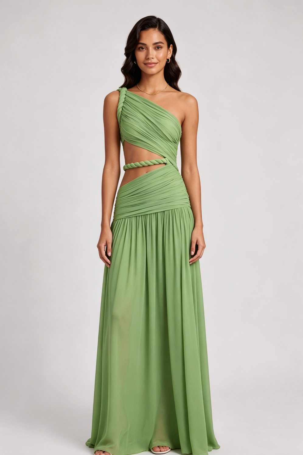 a53a3e3e6480fae53911611d27733ce9 SAGE GREEN CHIFFON A-LINE GOWN | WEDDING GUEST