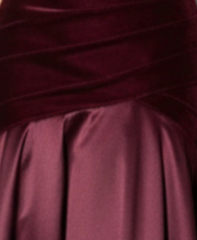 BURGUNDY VELVET ASYMMETRIC A-LINE GOWN – FORMAL