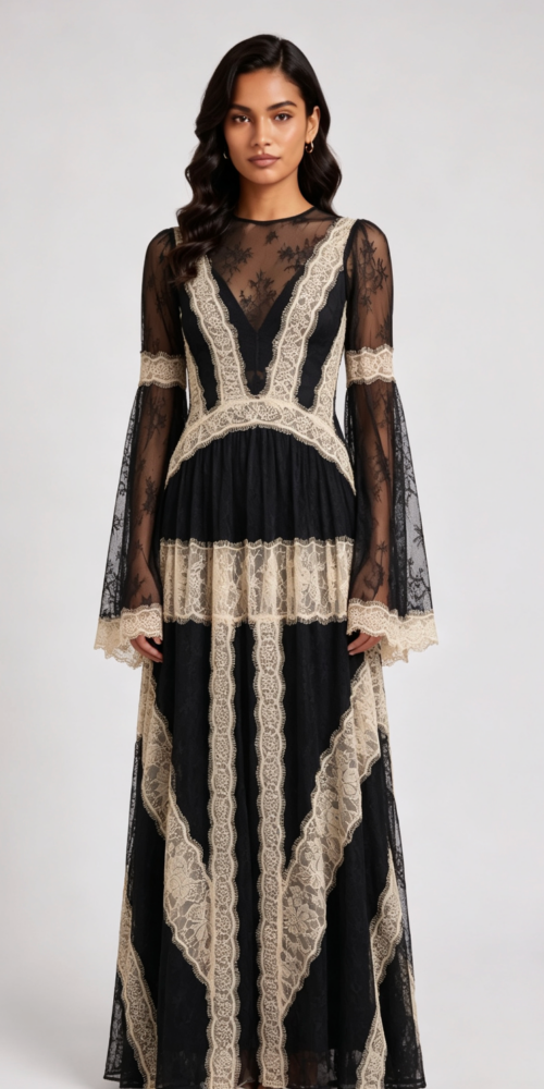 a6d69c5575682ae38a36c2a042a72887 BLACK FLORAL LACE A-LINE GOWN – FORMAL & WEDDING