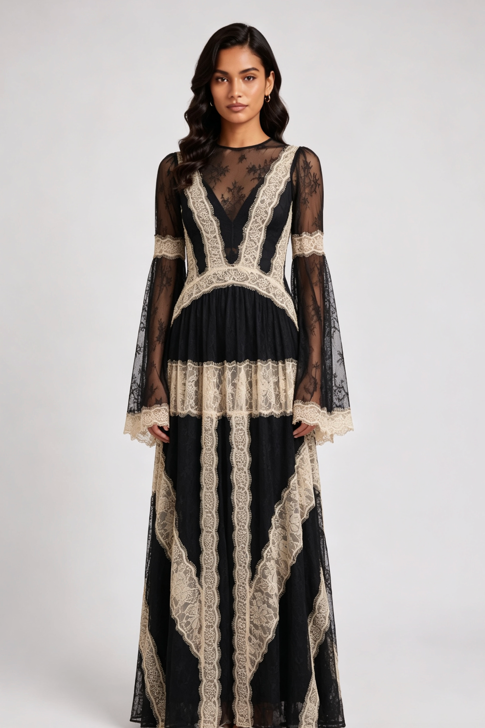 a6d69c5575682ae38a36c2a042a72887 BLACK FLORAL LACE A-LINE GOWN – FORMAL & WEDDING