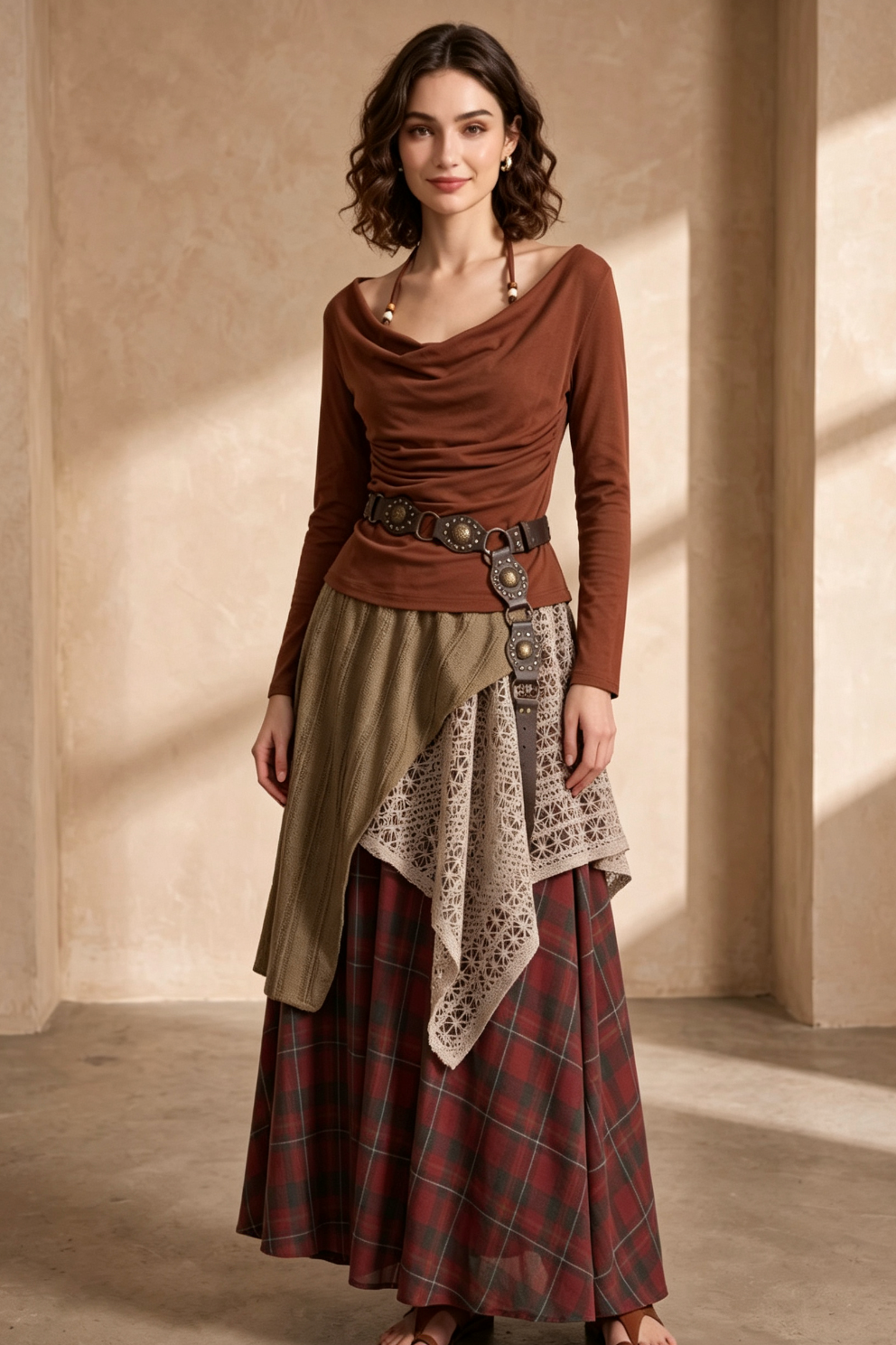 ad19fec12a28e64fbf0131a135a37454 RUST FLARED SKIRT TWO-PIECE SET – FITTED JERSEY TOP
