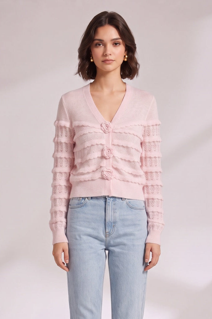 aeba1af36d907573 LIGHT PINK CROPPED FITTED CARDIGAN - CASUAL & WORK