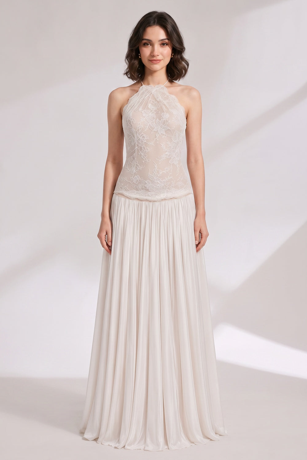 aee75ba2fa19facd IVORY CHIFFON A-LINE DROP-WAIST WEDDING GOWN