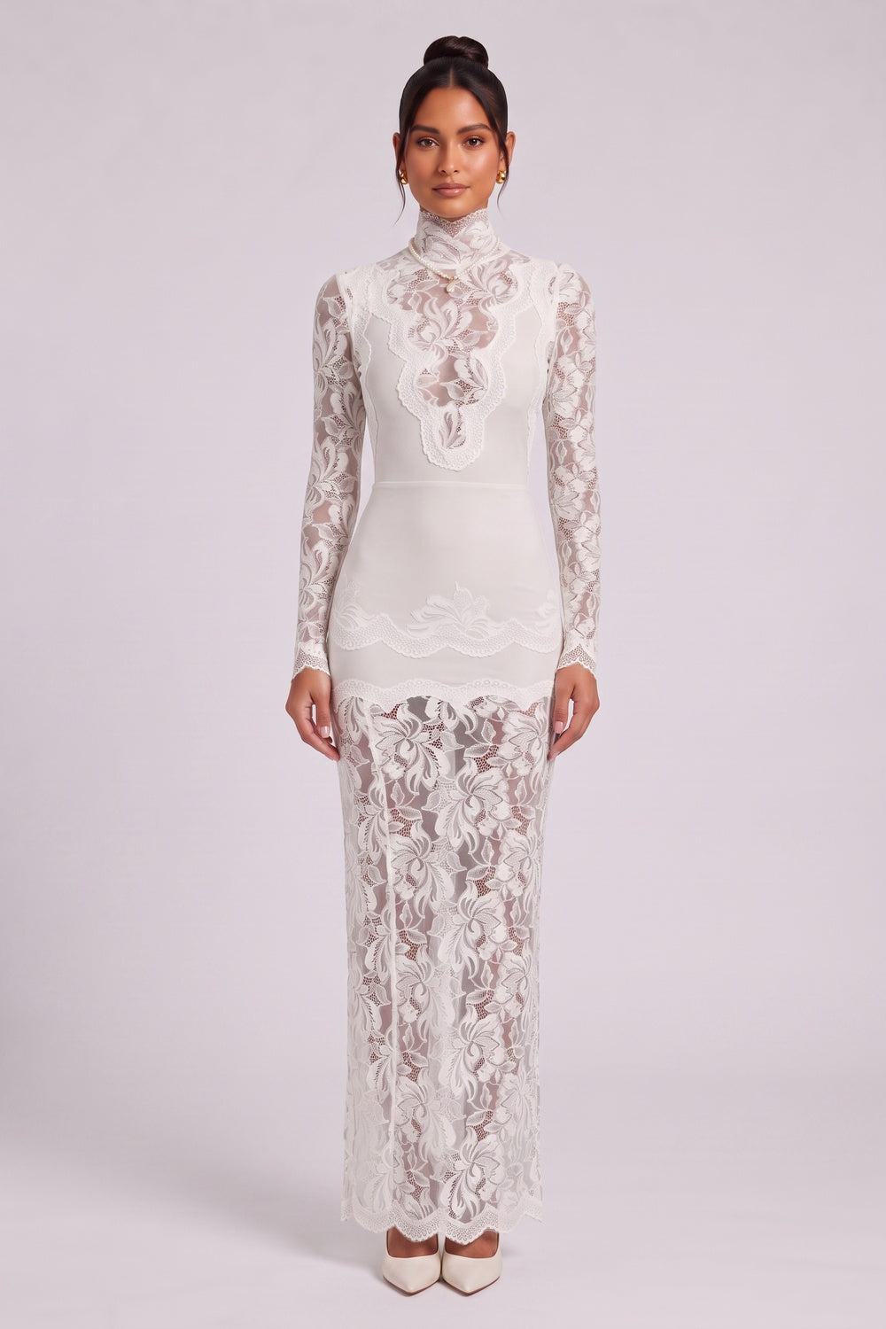 b07fa3af93788753 OFF-WHITE LACE SHEATH GOWN – FORMAL & WEDDING