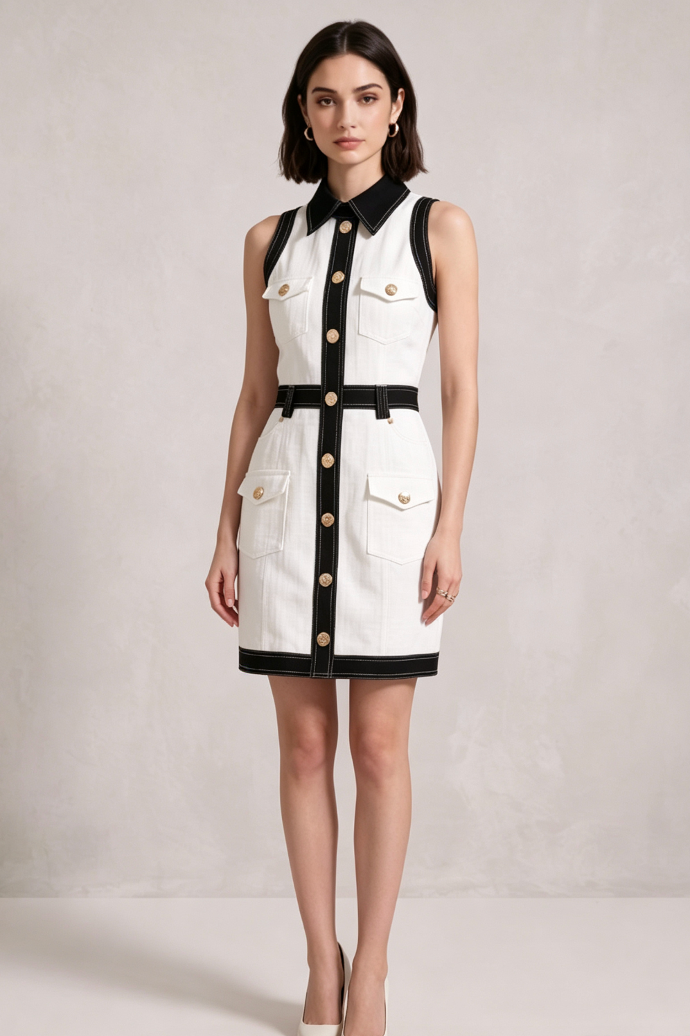 WHITE COTTON DENIM SHEATH DRESS – WORK & CASUAL