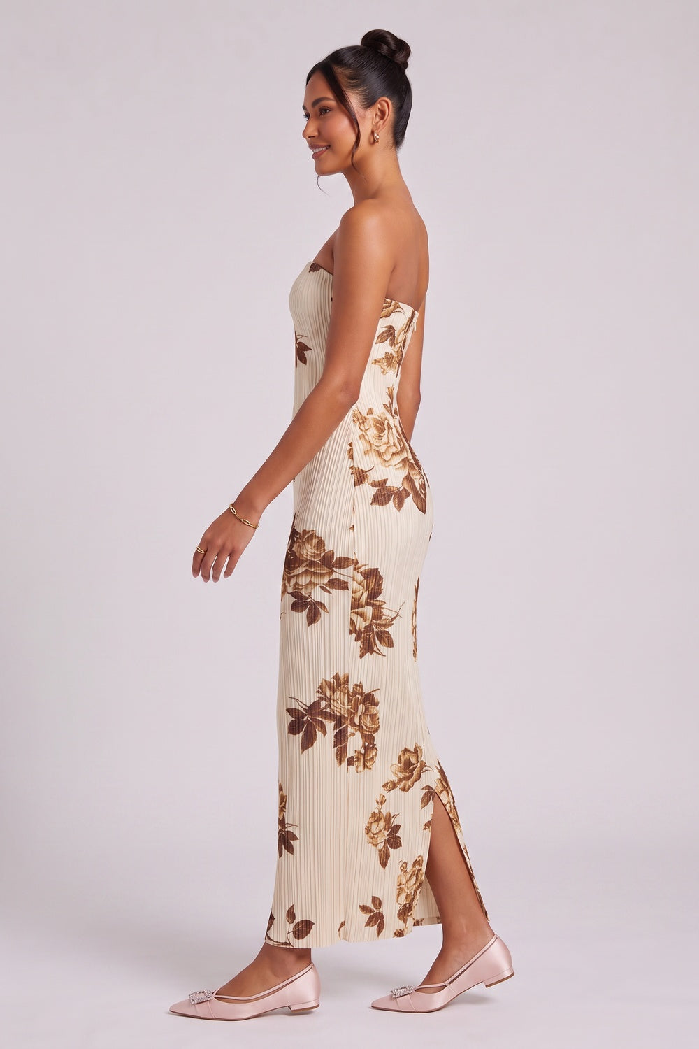 bbf41e89fe94b985 CREAM PLISSÉ KNIT MAXI DRESS FORMAL