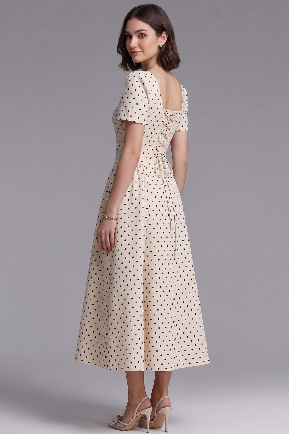 bd598d163d0d41a9 CREAM WOVEN COTTON FIT-AND-FLARE DRESS - SPRING