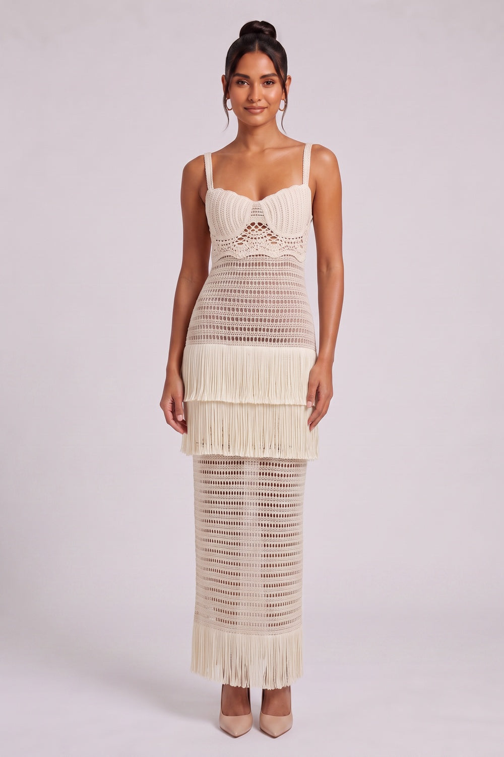 c2b776c8d5bb503e CREAM CROCHET COLUMN DRESS - BOHO WEDDING GUEST