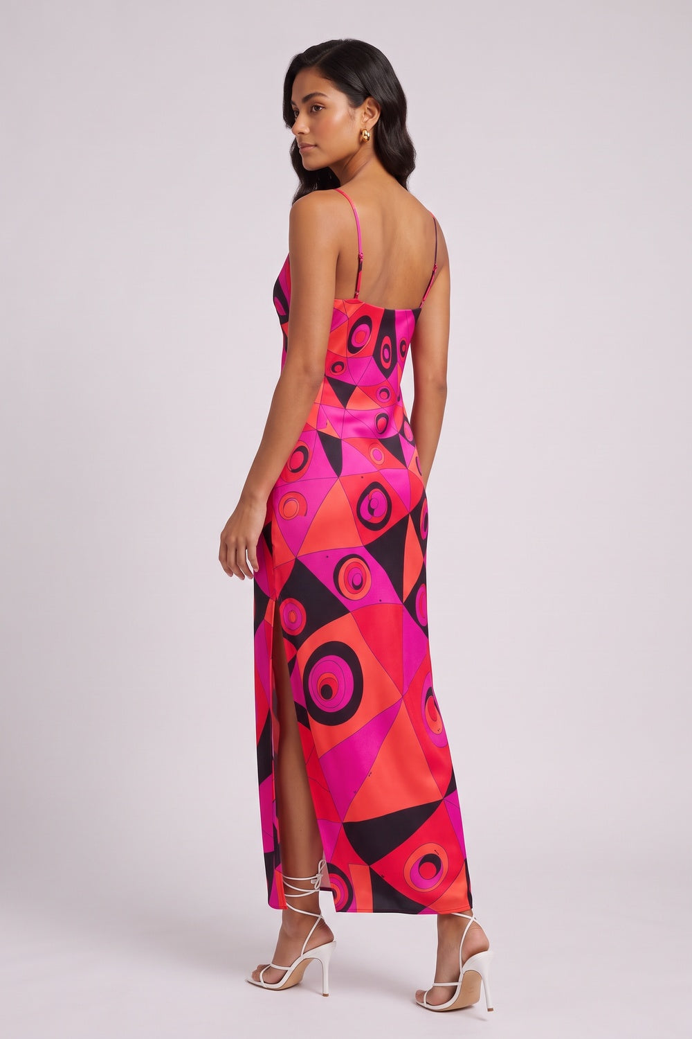 c340f1b1f216d964 HOT PINK SATIN COLUMN SLIP DRESS - FORMAL EVENING