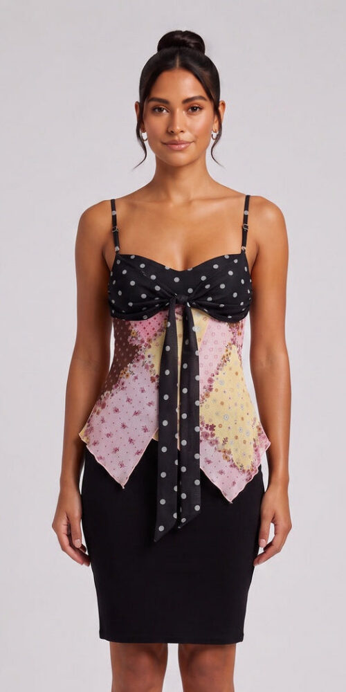 SHEER CHIFFON ASYMMETRIC HANKY HEM CAMI TOP