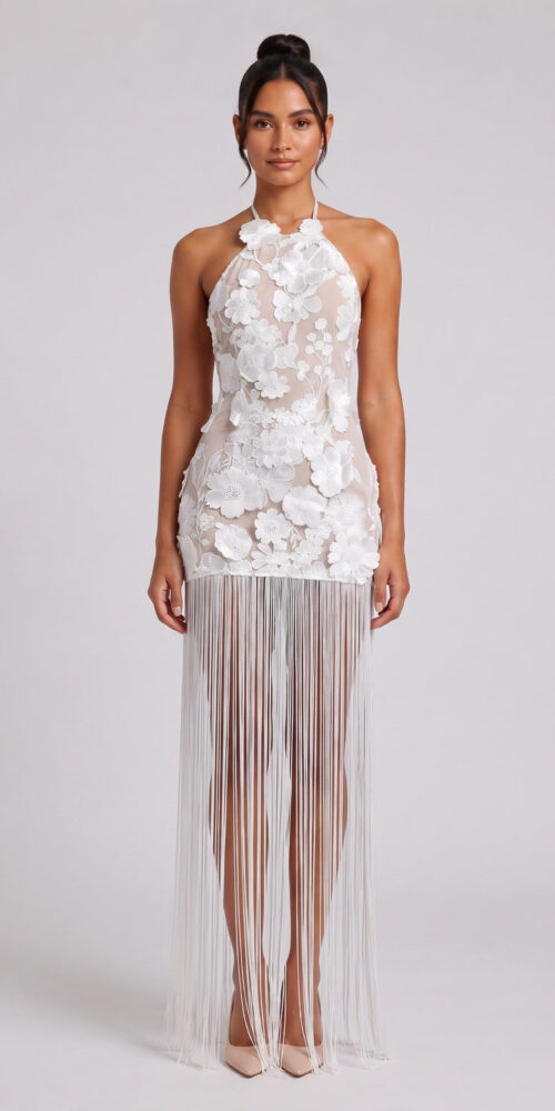 c626bbad9bc4da2f WHITE LACE 3D FLORAL BODYCON MINI DRESS PARTY