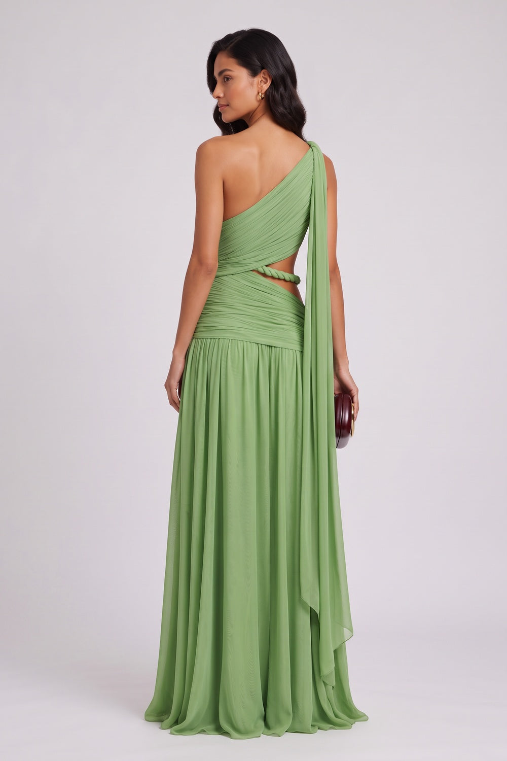 c66ee8b3160e6d3d SAGE GREEN CHIFFON A-LINE GOWN | WEDDING GUEST
