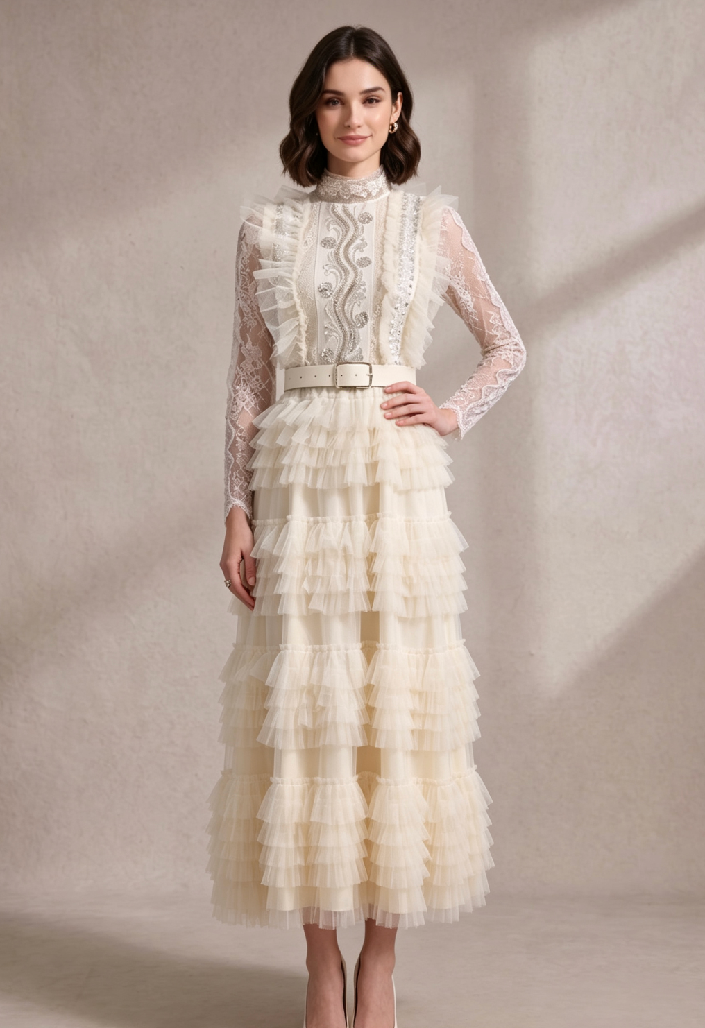c71b0e60b0d4df126c11b7655827a04e CREAM TULLE A-LINE GOWN – WEDDING & PROM DRESS