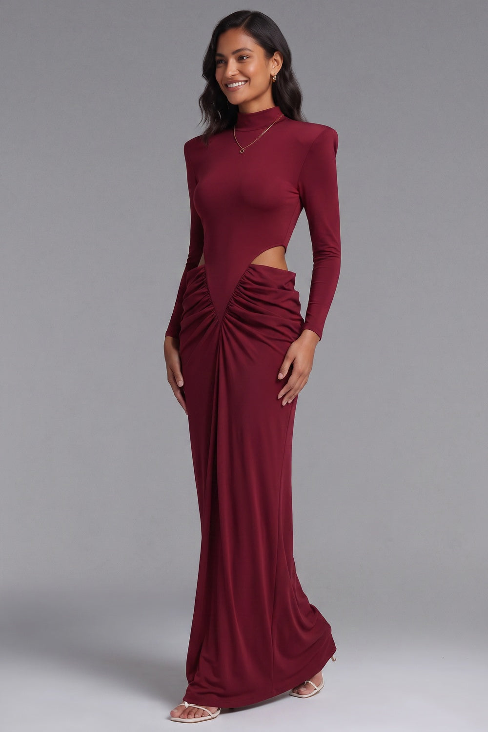 c8d29ce06066c8e4 BURGUNDY COLUMN GOWN STRETCH JERSEY FORMAL EVENING