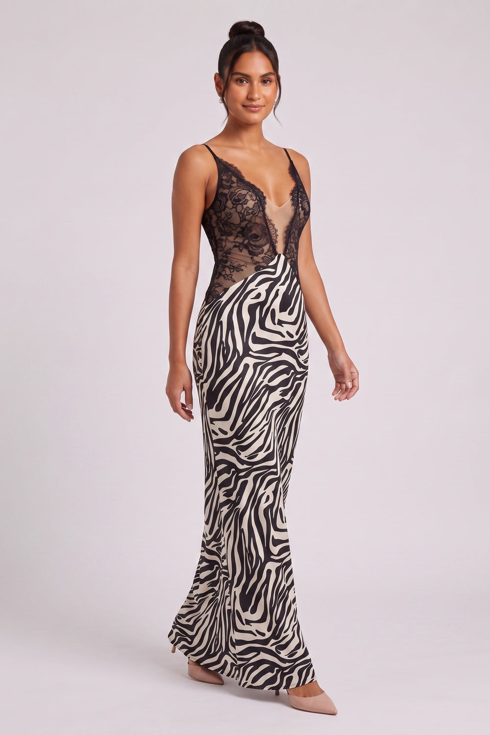 BLACK SATIN COLUMN MAXI DRESS – FORMAL EVENING