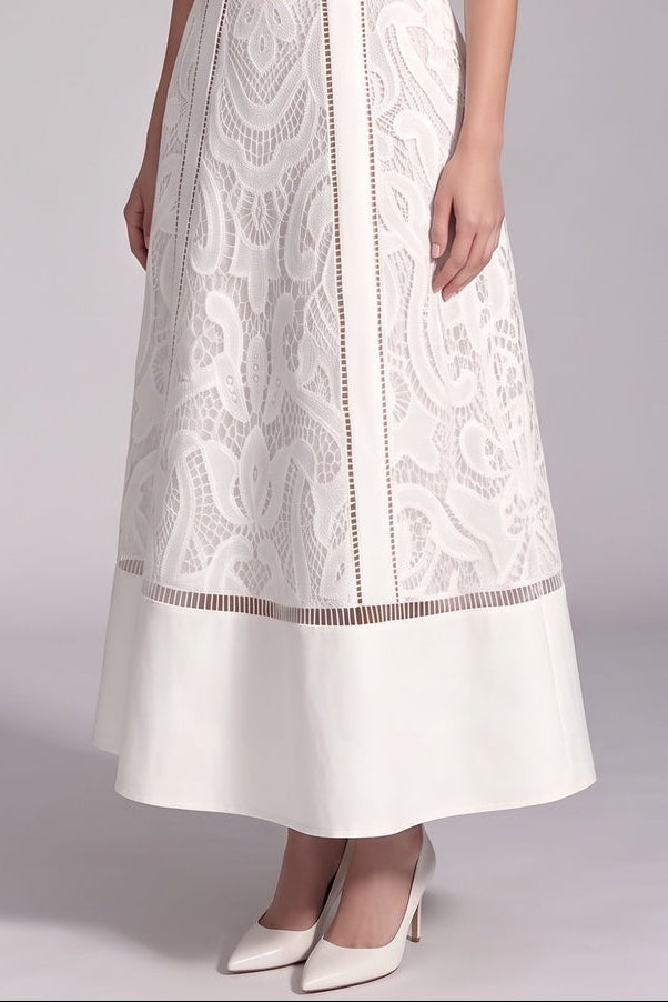 ca6f6155e543dfaf WHITE EYELET LACE A-LINE MIDI DRESS - SUMMER STYLE