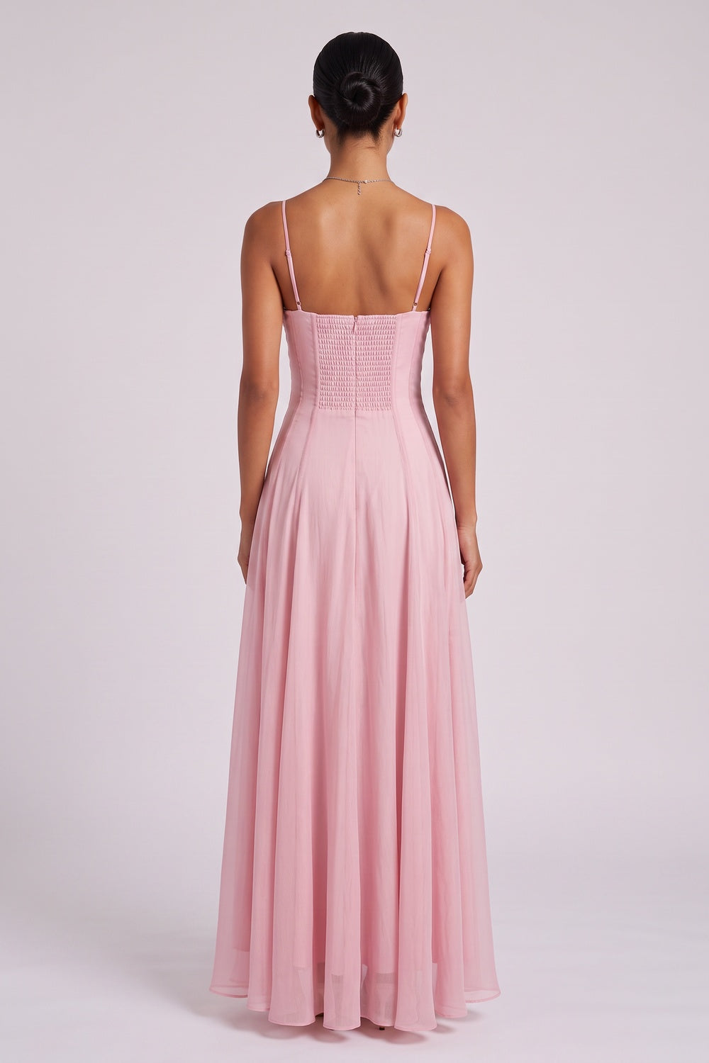 cbc31b5fa5c76daa PASTEL PINK CHIFFON A-LINE MAXI DRESS FOR WEDDING GUEST